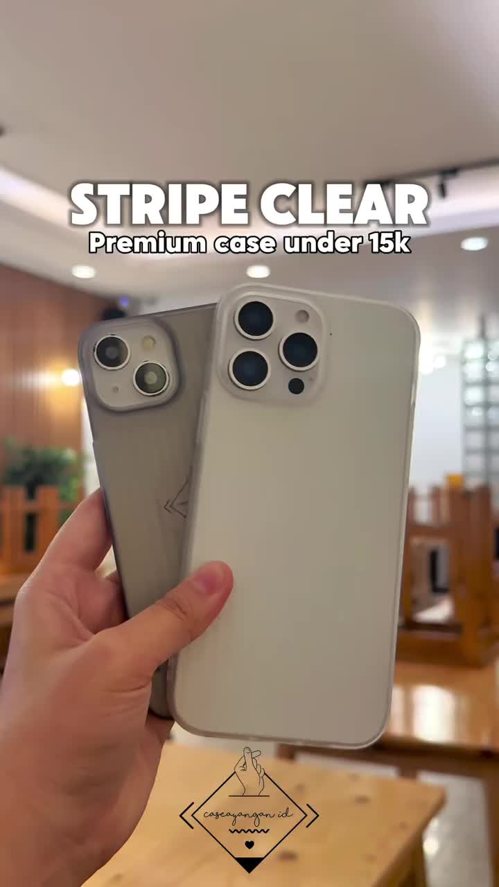 Stripe Clear Case For IP (11 - 16) 11 12 13 14 15 16 PRO MAX Casing Lucu Bening Casing Grey White