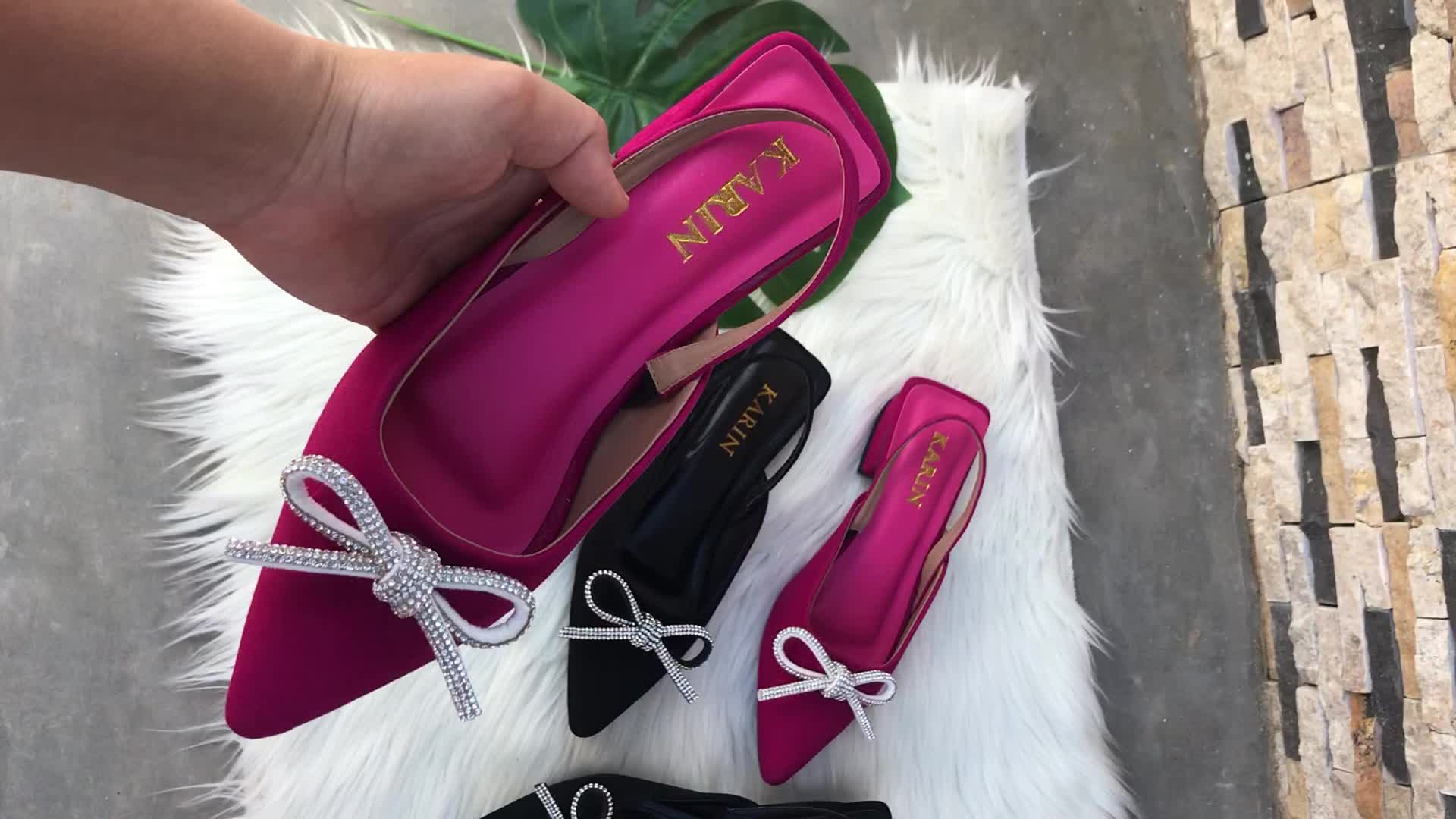 (TB 308) Sepatu Flat mules wanita  Pita Gliter hak 3cm Model santai tali belakang