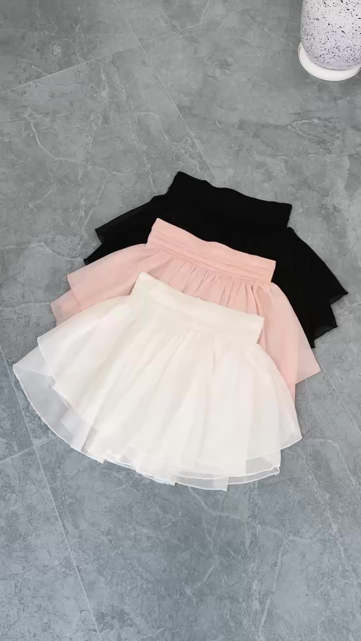 MODAMYTH RC01 - Rok Celana Korean Style 3 Lapis HighWaist Rok Balon Skort Bahan Furing Shimmer Kembang Motif Polos