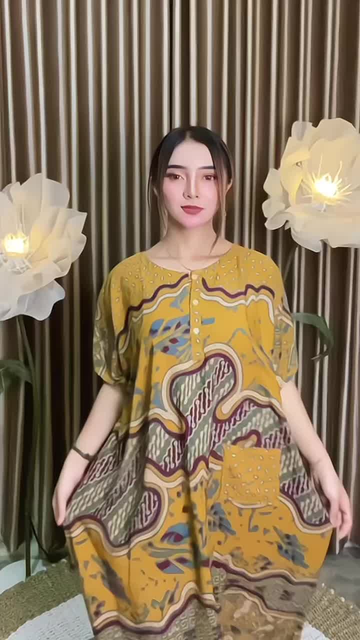 DASTER BUSUI IBU SUPER JUMBO DENGAN KANTONG DAN KANCING BAGIAN DEPAN LD 140 BAHAN RAYON MUAT 100 KG