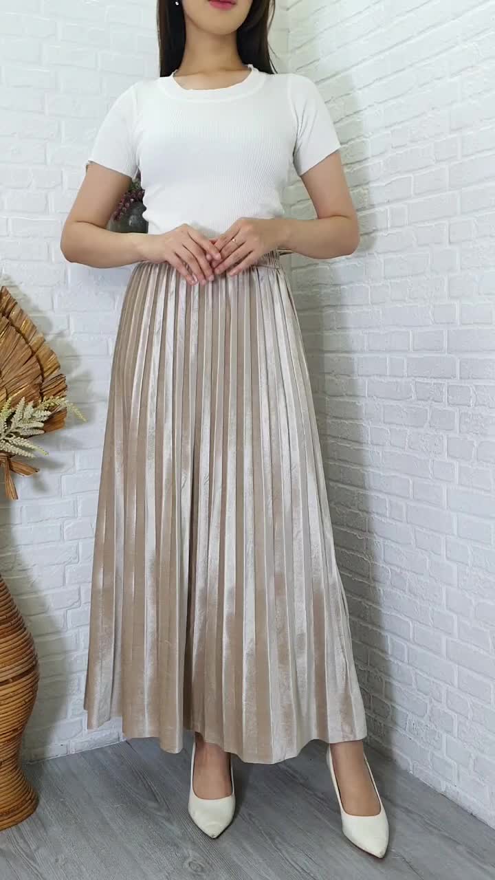 ROK WANITA VELVET BLUDRU PLISKET POLOS SHINY PREMIUM IMPORT 22 WARNA - 240 Wanita