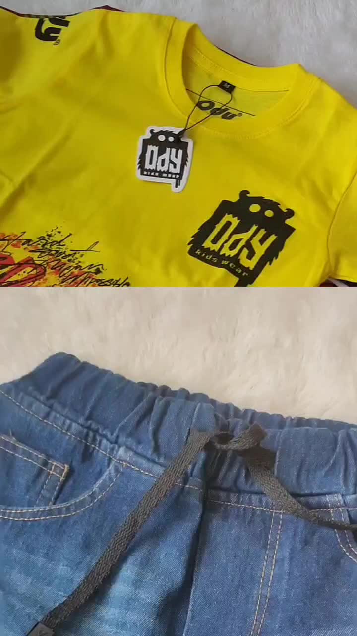 Setelan Racing Anak Model Slimfit Baju Kaos dan Celana Jeans Pendek Korea Style - Fashion