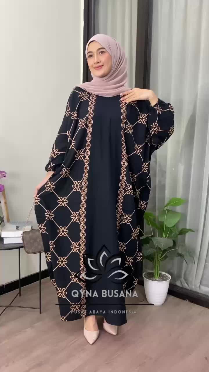 Kaftan Motif Khalisa Ld 180 cm Kaftan Panjang Muslim Wanita Nyaman