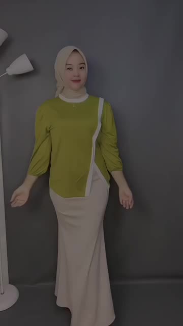 Eliza Blouse Lengan 7/8  Kombinasi Warna |  Kaos Atasan Wanita Kekinian | 1898