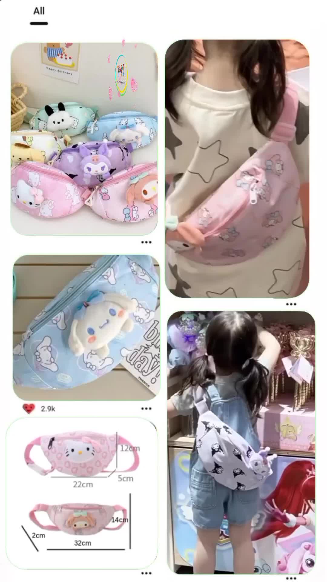 Tas Selempang Bahu Anak Perempuan Motif Karakter Fashion Size Besar