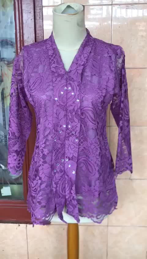 blouse kebaya kartini/atasan wanita kartini tradisional modern Cantik Mewah Renda Baju Motif kebaya  pesta Dress Panjang Kancing Katun
