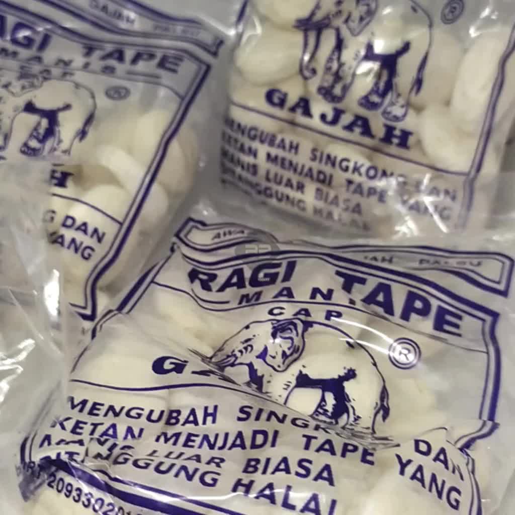 Ragi Tape Singkong Manis Cap Gajah - Bola Dunia - Mangga Manis - Jago isi 16-25 Keping Baking
