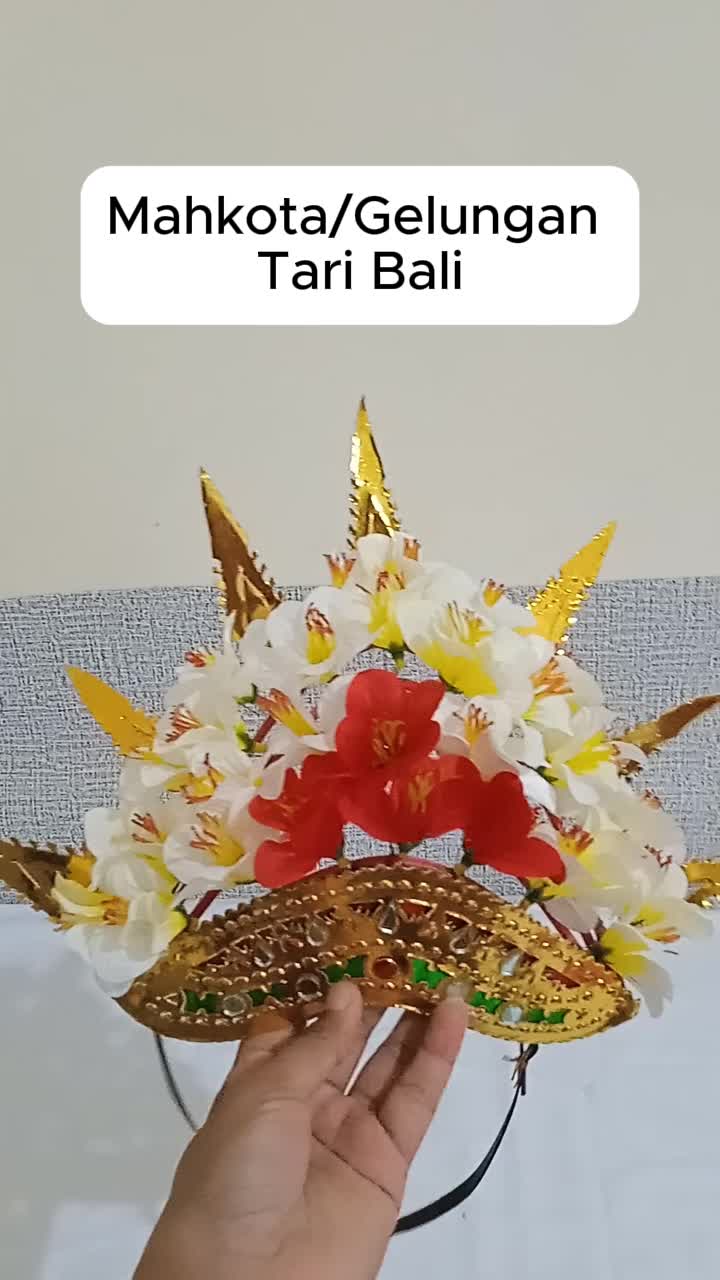 Mahkota Hiasan Kepala Tari Bali / Gelungan Tari Bali / Mahkota Aksesoris Karnaval (Bunga 29pcs)
