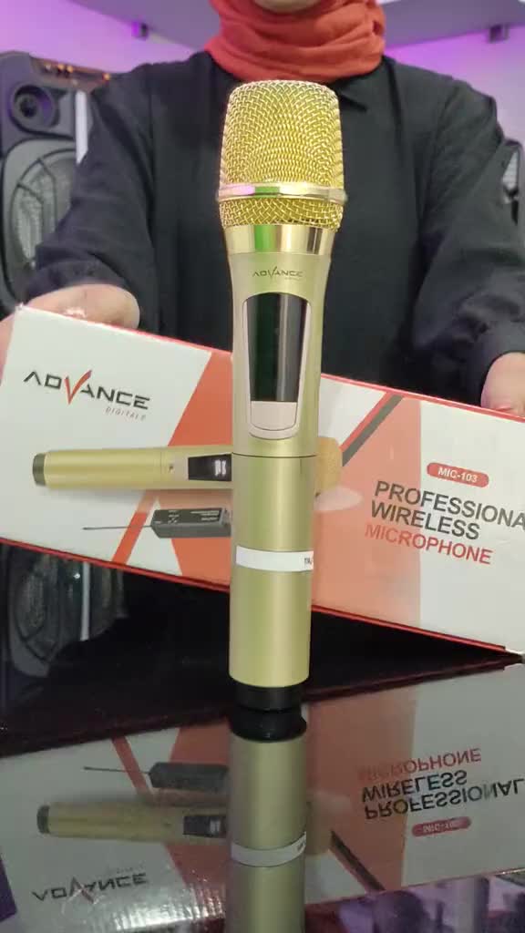 【COD】Advance Mic-103 Microphone Wireless Single Recharger Garansi Resmi 1 Tahun Black Gold Led  Mikrofon