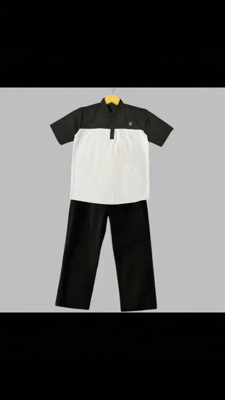 Setelan baju koko anak laki laki lengan pendek usia 4-12 tahun atasan muslim anak putih baju kemeja anak terbaru