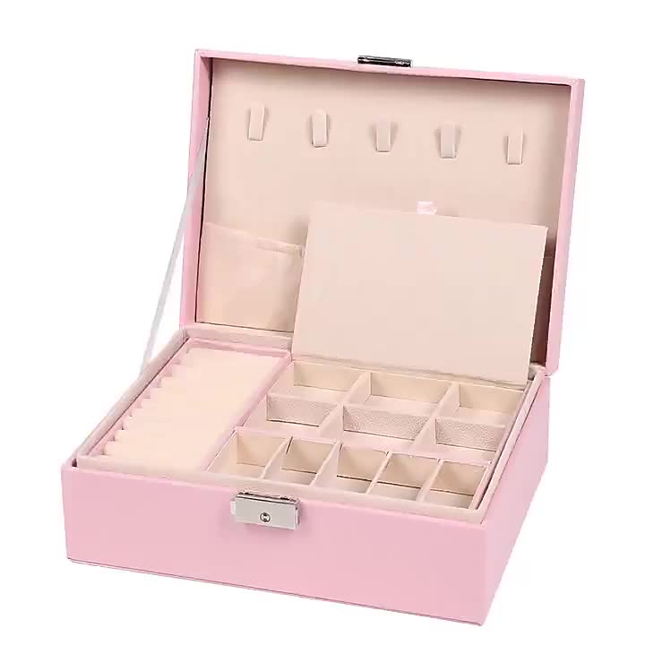 Tempat Penyimpanan Aksesoris Perhiasan Emas Gelang Jam Tangan KP03 Kulit Linen kotak