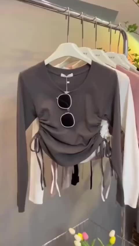 VALEN TOP BLOUSE SERUT SAMPING KNIT LENGAN PANJANG KAOS ATASAN WANITA