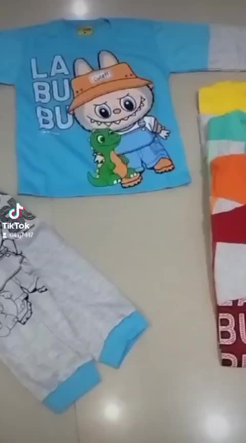 Setelan Panjang Labubu Viral Terbaru Anak Laki Laki usia 2-10 Tahun Baju Stelan Cowok labubu Katun