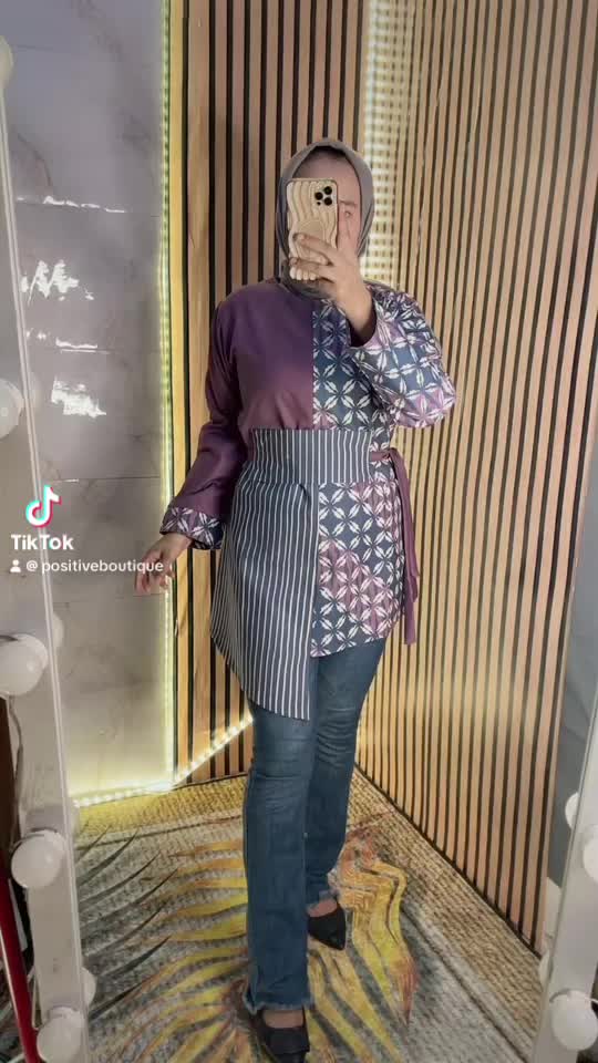 Blus couple Kimora (B10) kombinasi batik cap free belt Katun toyobo Tangan Panjang  Wanita laki laki by positive boutique