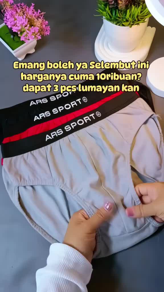 ars sport - 6 pcs celana dalam pria dewasa big size Boxer Segitiga dalaman cdcowok Hitam Karet Katun Remaja