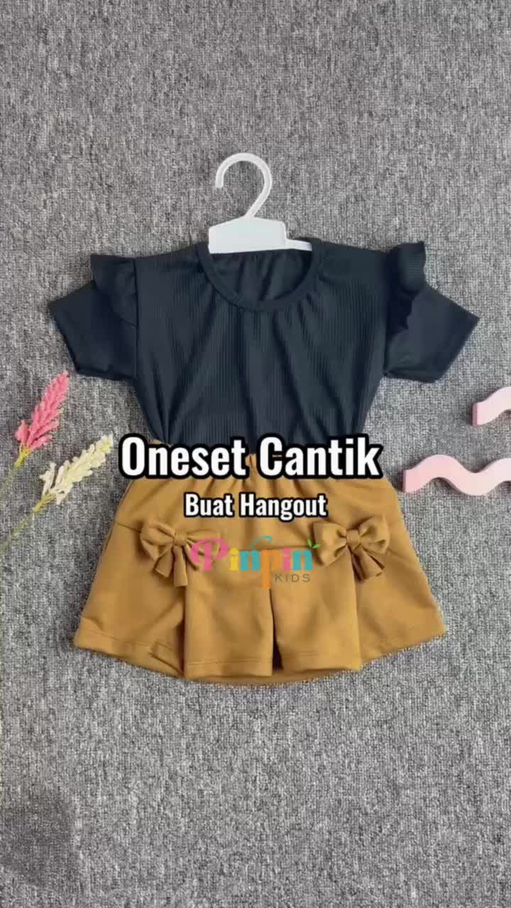 Pinpin Kids - Setelan Atasan Dan Rok Anak Perempuan Shayla / Atasan Lengan Ruffle dan Rok Pita Anak Perempuan Gaya Feminim