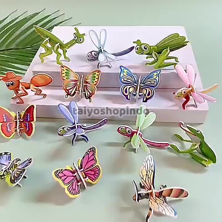 TAIYO DIY Puzzle Foam 3D Mini Hewan Dino Transport Kecil Jigsaw Montessori Edukasi Mainan Anak