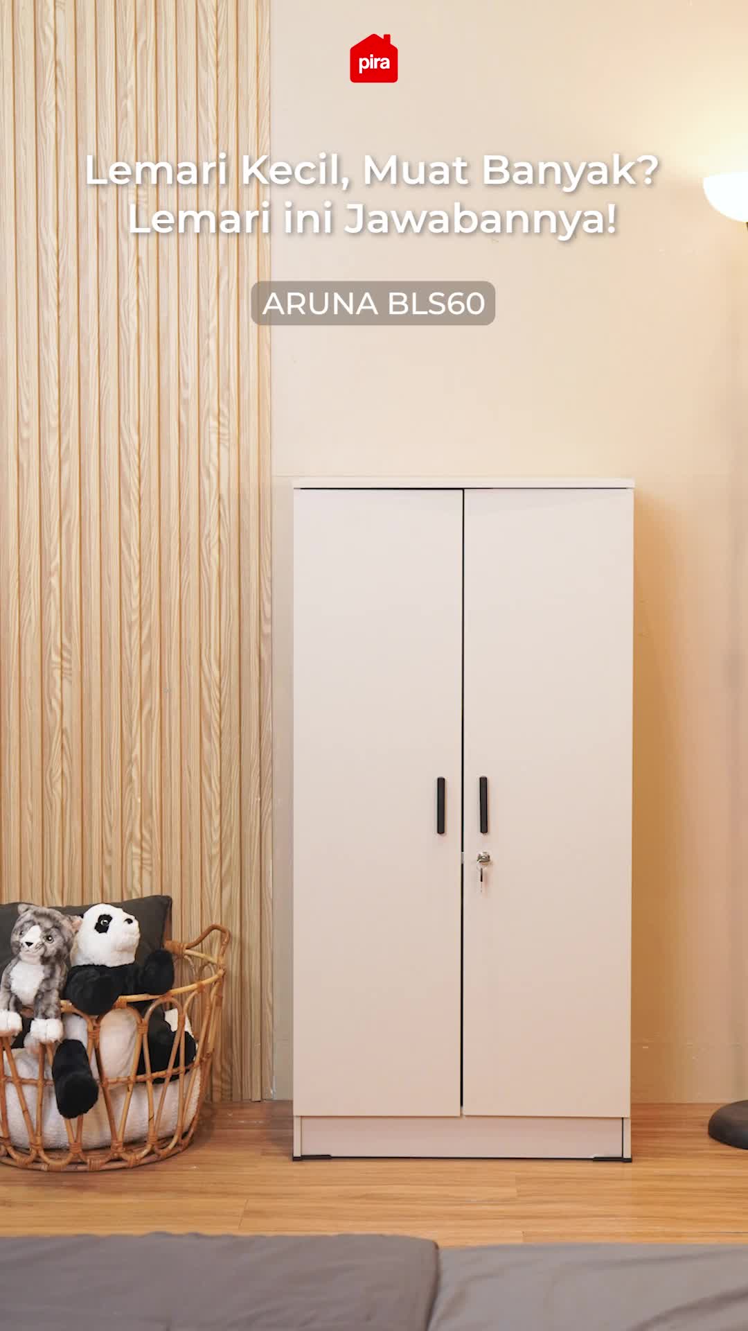 Pira Metropolis - Aruna BLS60 Lemari Pakaian Medium 2 Pintu Full Rak