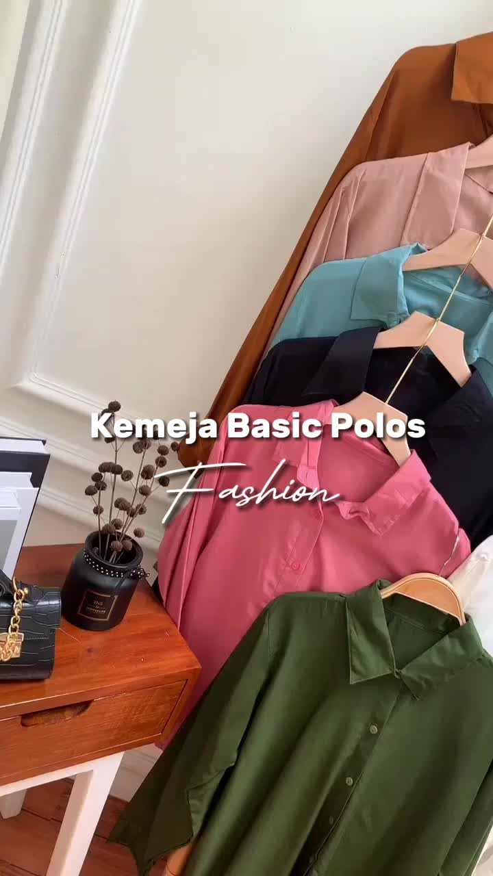 Kemeja Kantor Formal Atasan Blouse Baju Kerja Wanita Lengan Panjang Basic Rayon Twill Nyaman Hitam