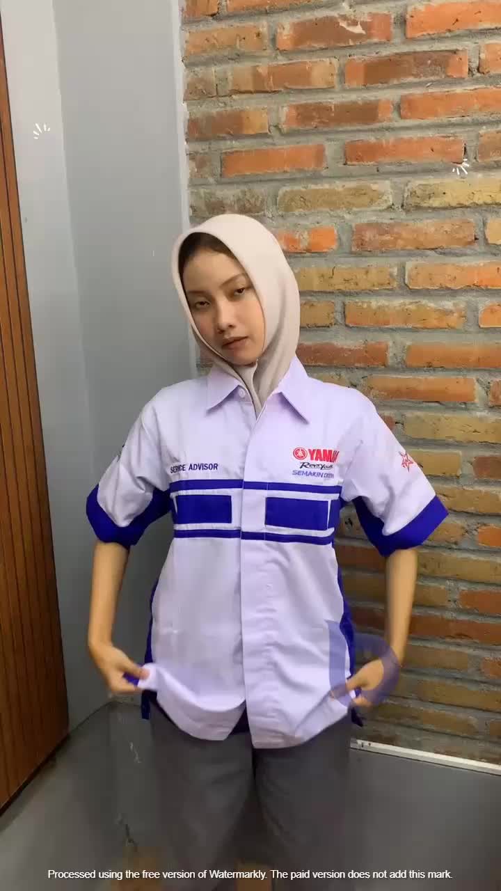 Seragam Service Advisor Yamaha | Atasan Kerja Yamaha | Seragam Yamaha Biru Bordir Panjang Pendek Wearpack Safety Baju Putih Sekolah