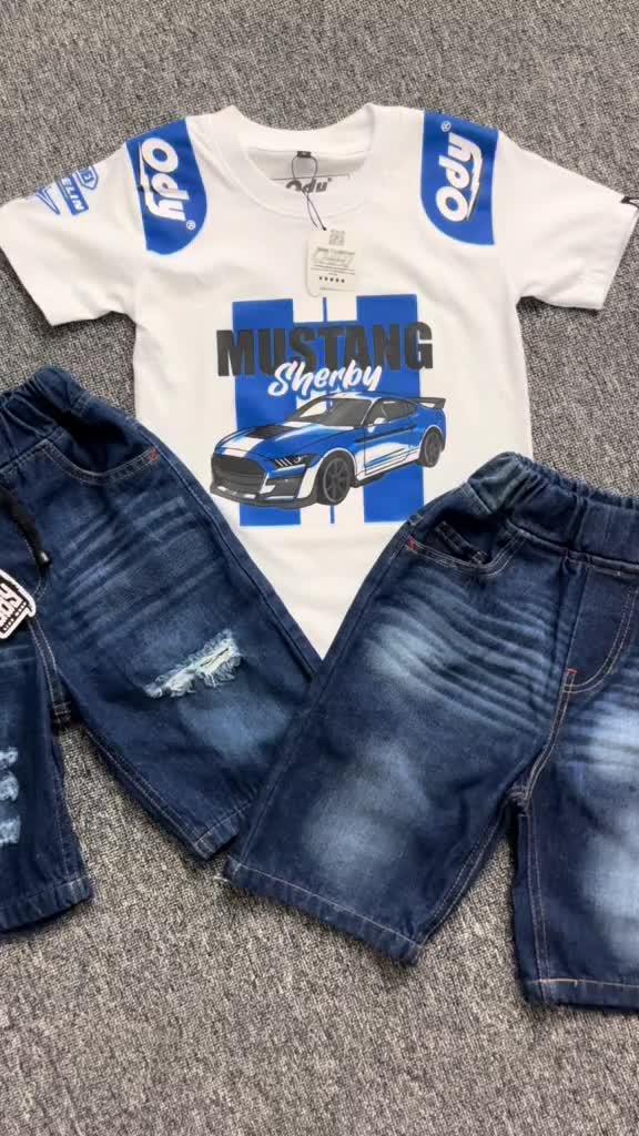 Setelan Anak Laki-Laki Distro 2 Celana 1 Baju Model Kekinian Jeans Sobek Usia 3-12 Tahun - Fashion