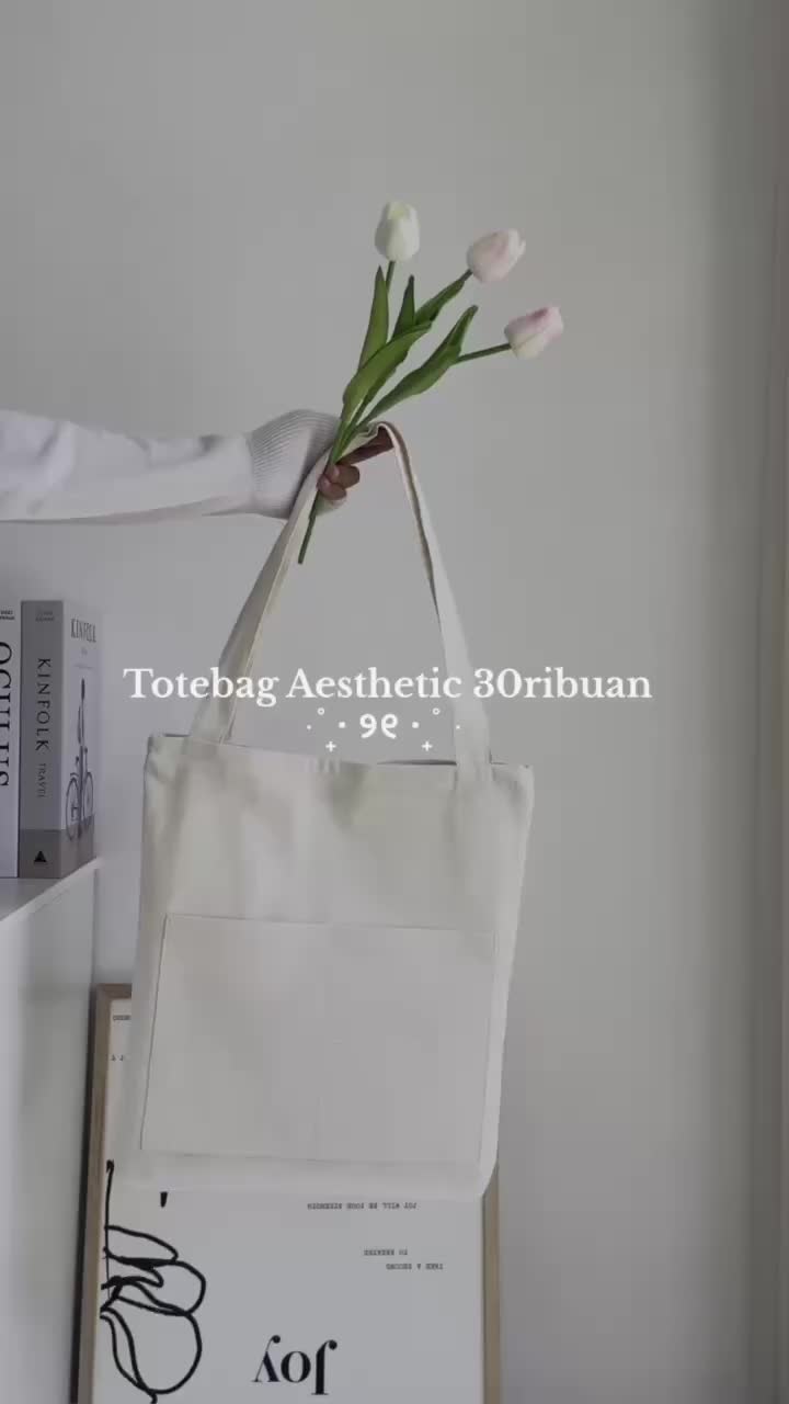 Indyanastuff - Tas Tote Bag Kanvas Aesthetic - Resleting + Kantong [ VER 06 ] Canvas Totebag tote  bags