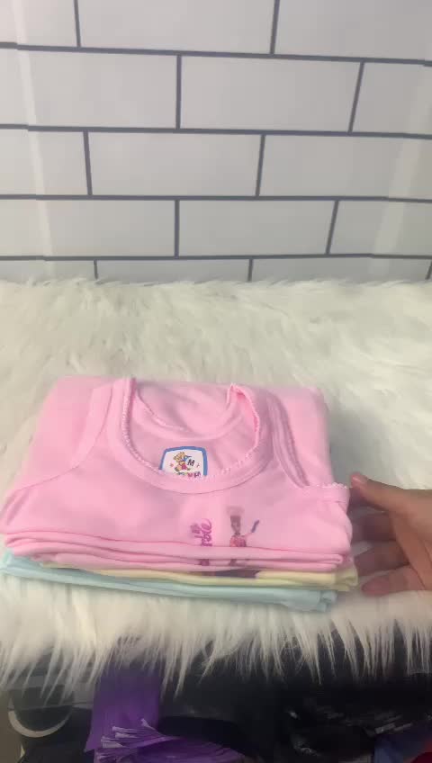 PAKET 12 PCS 6 PCS Singlet Kaos sangsang Dalam Anak laki laki dan Bayi Unisex Bahan katun Umur 0 - 5 Tahun Biru Kuning Perempuan Cewek Cowok