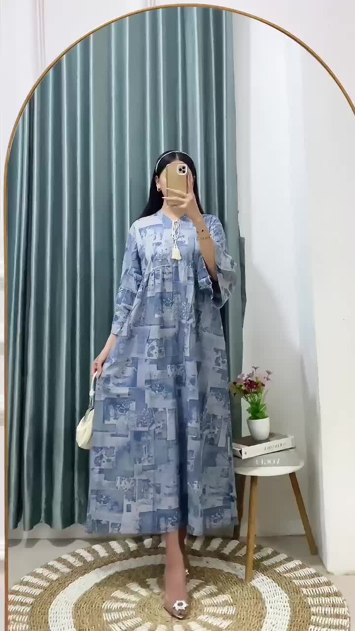 Gamis Senja Motif Kotak-Kotak kekinian