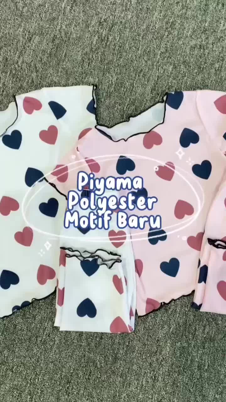 BOBOHO - Piyama Anak Setelan Baju Tidur Anak Perempuan Lengan Pendek Motif Love Fashion
