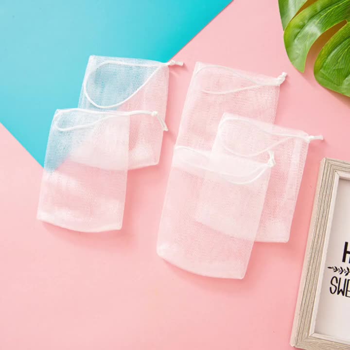 Kantong Jaring Busa Sabun Batang / Soap Foaming Pouch Sabun Jaring Busa dengan Tali Gantung / Jaring Halus untuk Sabun Batang