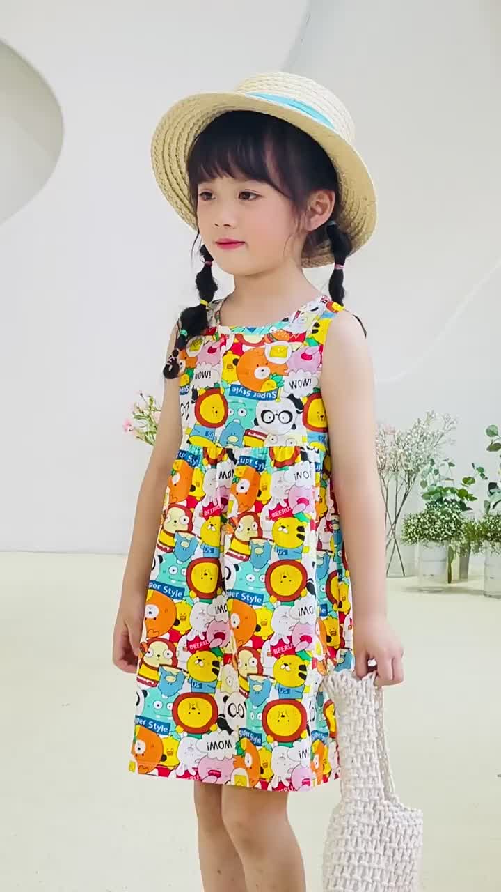 Dress Anak Perempuan Import Katun Murni Bermotif