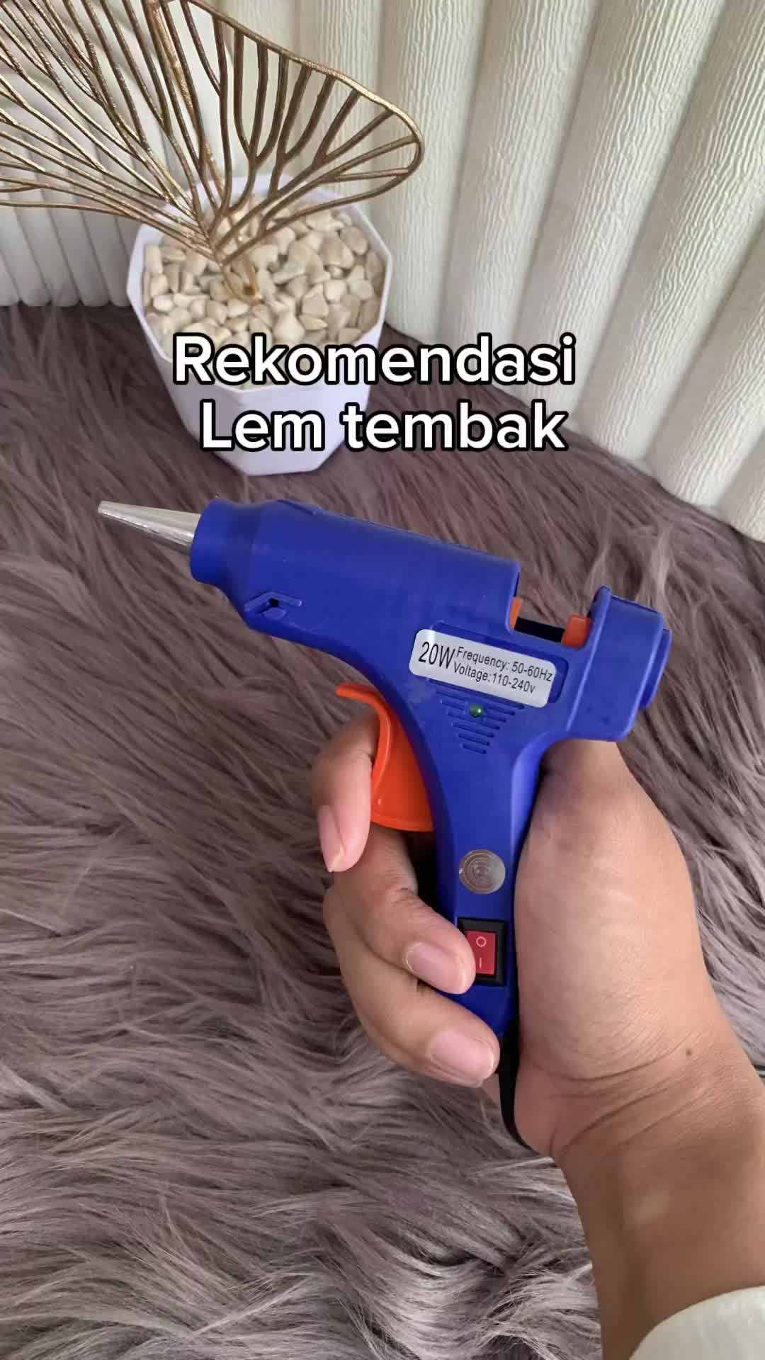 Lem Tembak Mini Elektrik 20 Watt Saklar ON OFF Hot Melt Glue Gun untuk Kerajinan DIY & Perbaikan Rumah