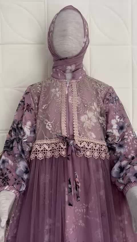 GAMIS RAYA CERUTY ROMPI RENDA ANAK PEREMPUAN USIA 3 - 10 TAHUN / BAJU GAMIS LEBARAN ANAK MOTIF BUNGA - SET MUSLIMAH LEBARAN ANAK FREE HIJAB