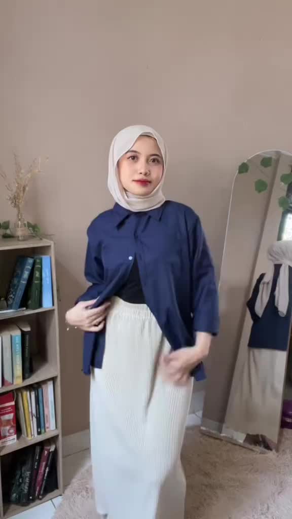 Kemeja Wanita Formal Rayon Twill Polos Size M L XL XXL By ListaFashionStore   Kancing Kerah