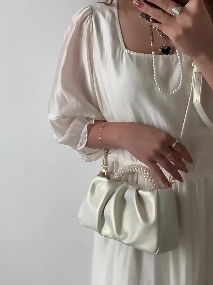 Tas Selempang Wanita Totebag Mutiara Glosy Sweet Pink PU Kulit DMTS079