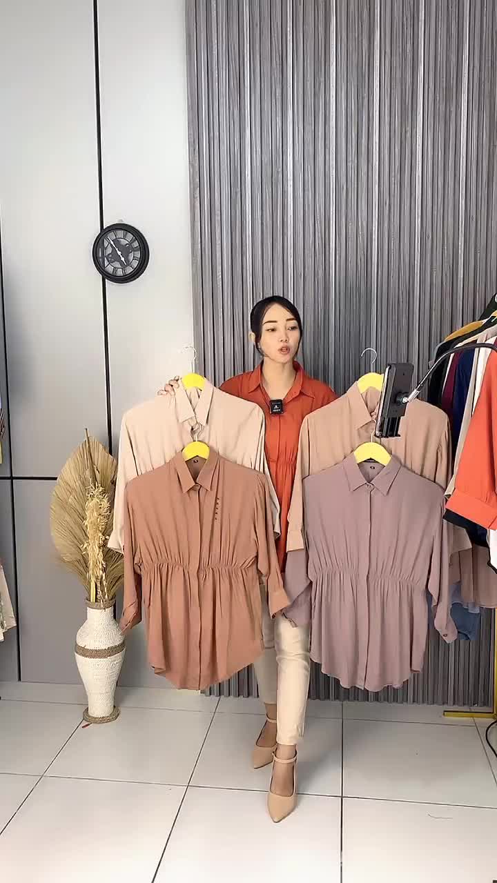 KIRARA Atasan blouse wanita lengan 7/8 elastic belly rayon twill premium
