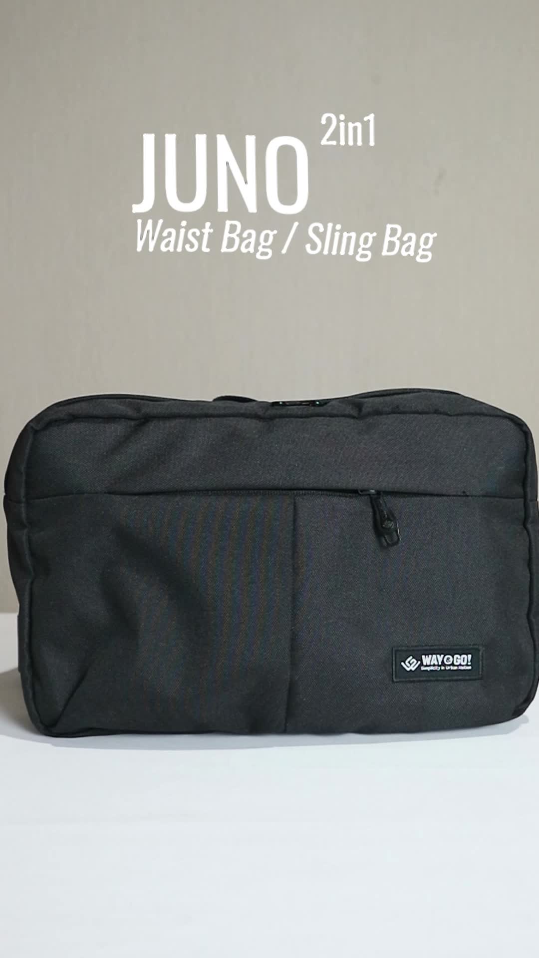 Way&Go! Juno Compact Messenger Bag Tablet Bag 11 Inch - Juno 2-in-1 Waist Sling Bag | Tas Selempang Tablet Hitam Waistbag Slingbag Pria