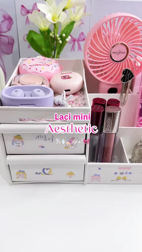 [COD] Rak Cosmetics Storage 2 Laci Gratis Stiker Lucu - Rak Domi / Rak Makeup / Rak  Kosmetik 2 Laci