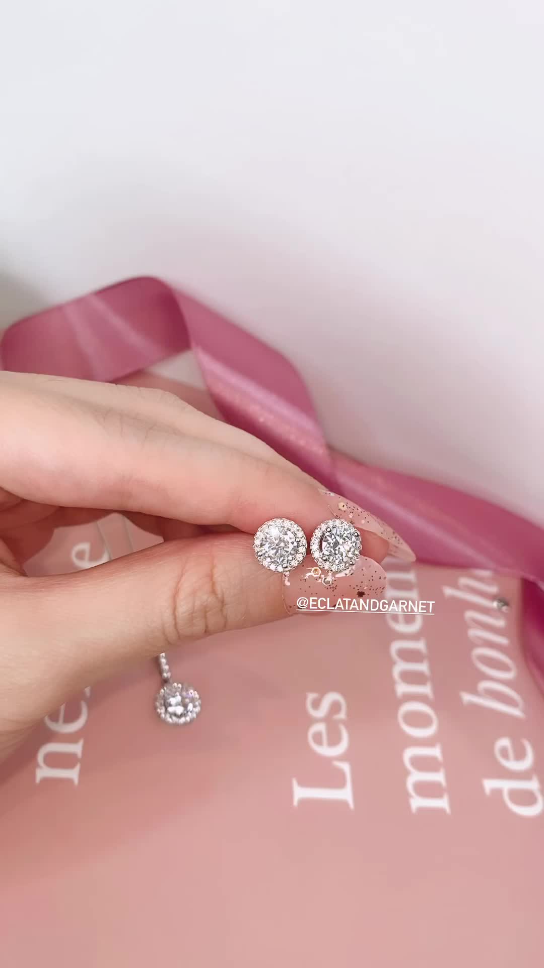 Eclat & Garnet - S925 SMALL STILL LOTUS SOLITAIRE EARRINGS Perhiasan Zircon Premium 925 Sterling Silver Gold Plated Anting Wanita Daily