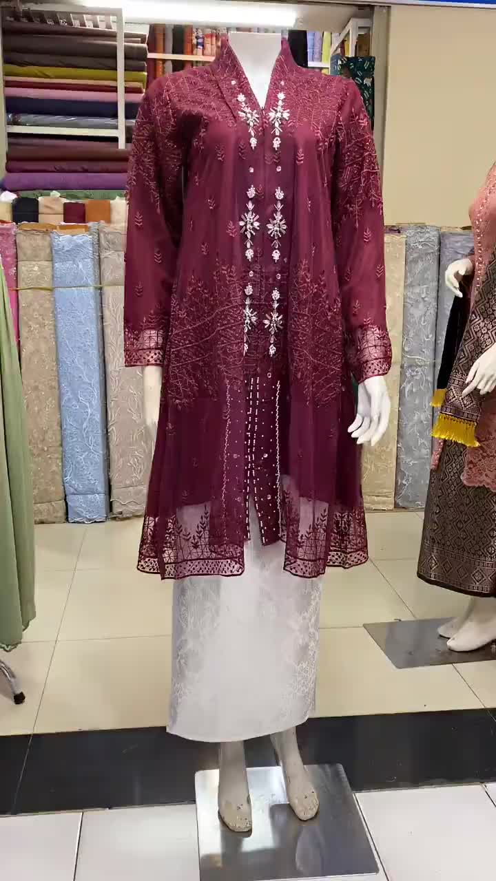 COD setelan kebaya Kartini v kebaya wisuda elegan/kebaya Kartini terbaru Pesta Baju Bordir