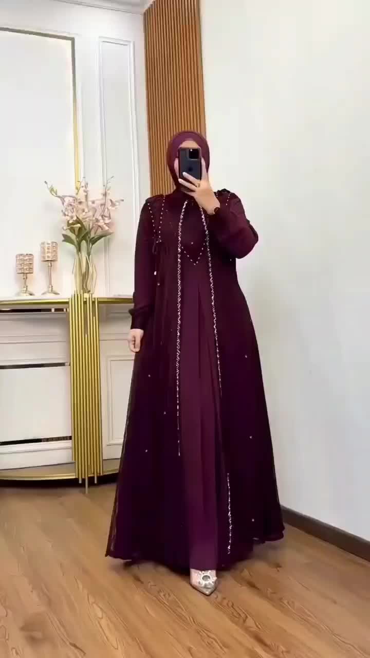 Devita Dress Pesta Brukat Mewah Bahan Ceruty Babydoll Aplikasi Payet Mutiara Kondangan Muslim Wanita Gamis Dewasa Syari Gaun Remaja  Maxi Panjang