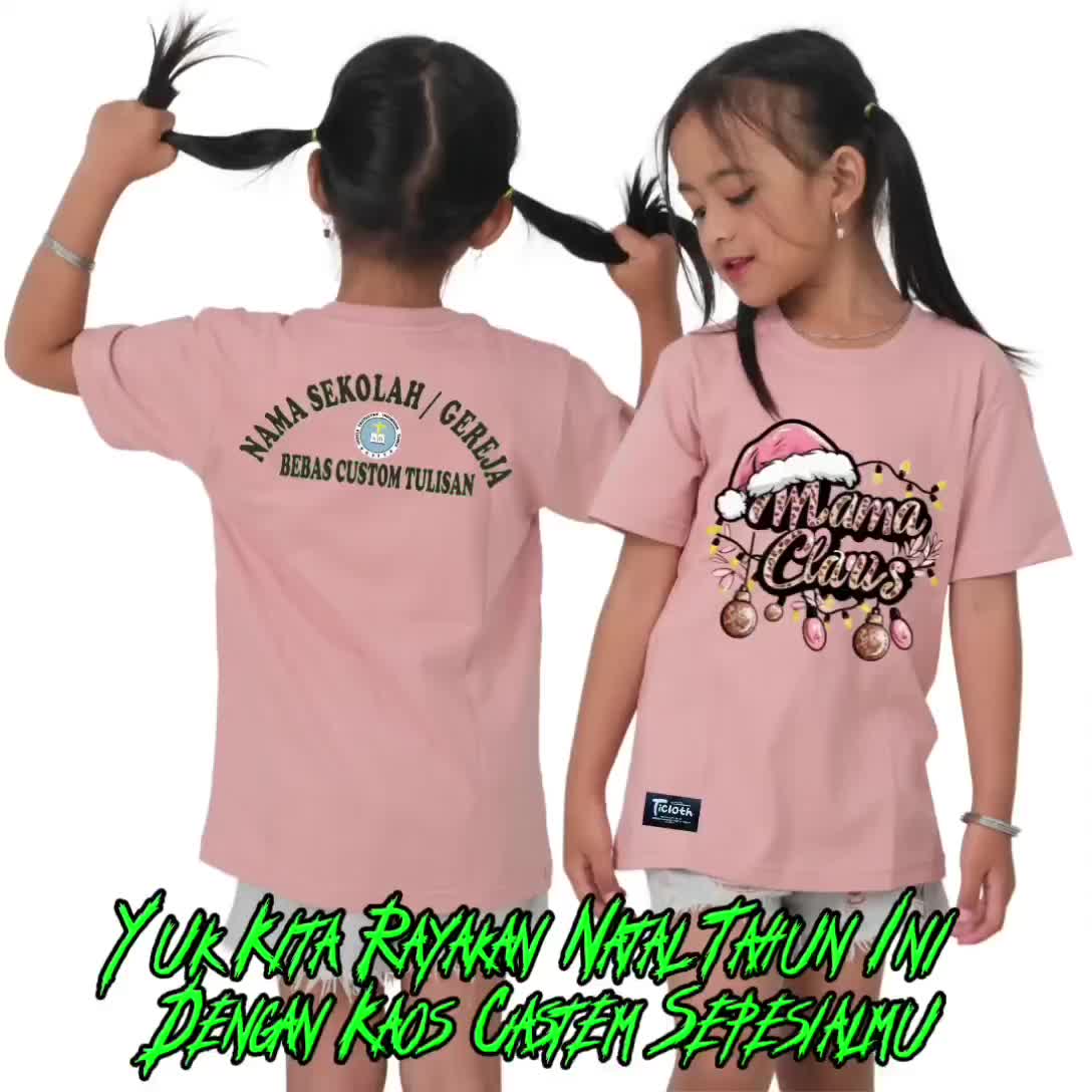 Baju Natal Anak Perempuan / Laki Laki Bisa Custom Nama Sekolah / Greja Kaos