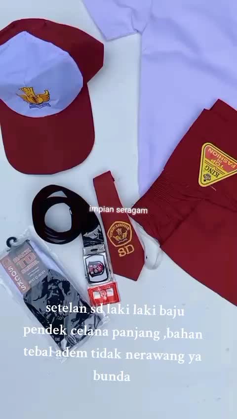 Setelan Baju Sd Pendek Celana Panjang Merah Putih
