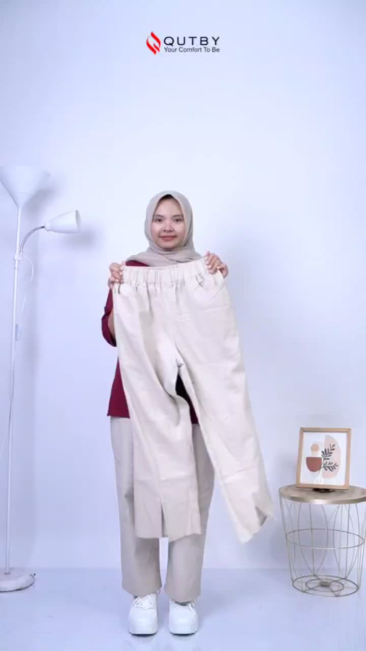 QUTBY - Celana Cutbray Highwaist Katun Twill Premium/Highwaist Flare Pants/Celana Cutbray Stretch Wanita Panjang Casual