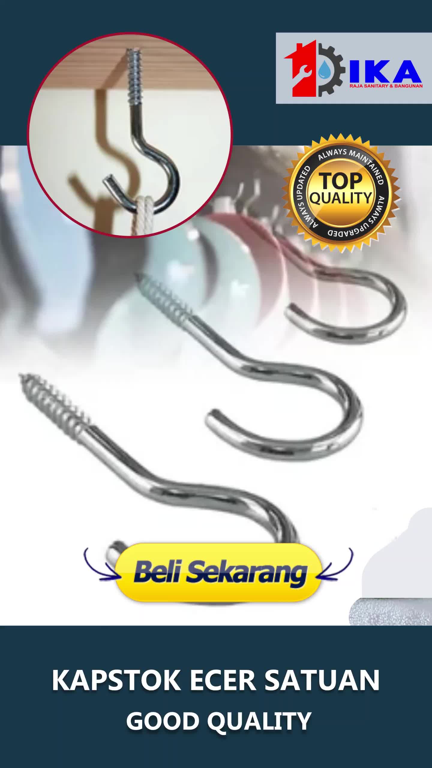 1 PCS Kapstok Buka No. 10 | Baut Gantung Besi | Gantungan Burung | Hook Skrup Ecer