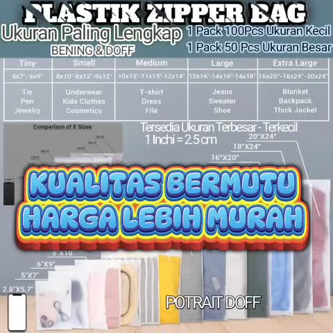 Plastik Zipper Eceran 1 Pcs – Bening / Doff | Plastik Klip Ziplock Resealable | Kemasan / Aksesoris