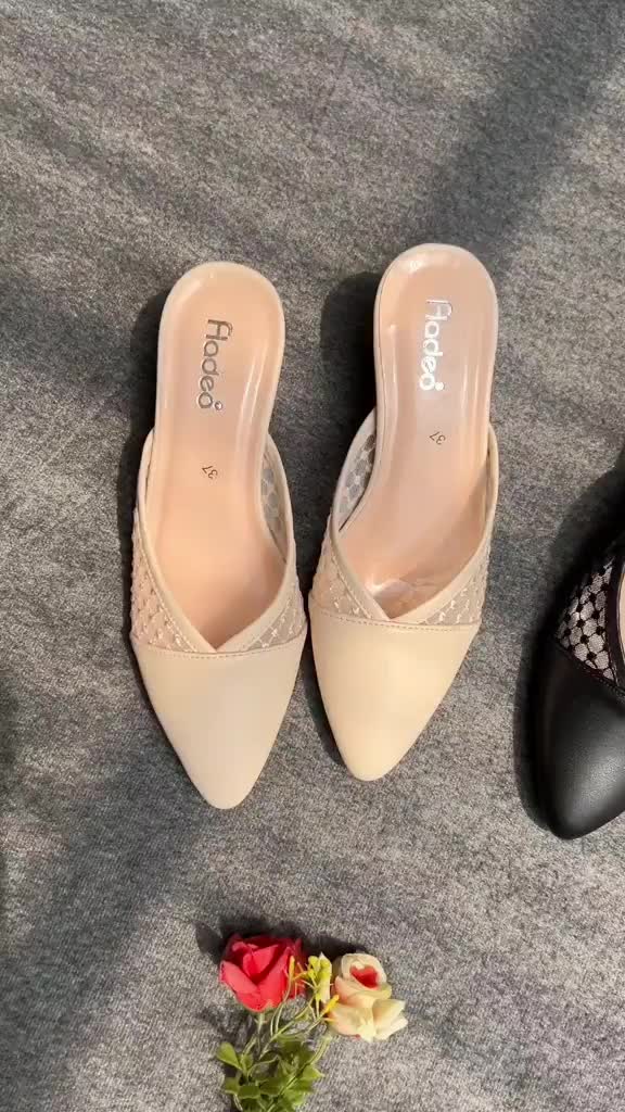FLADEO Sandal Selop Brukat Wanita Heels 3cm HL Party Shoes