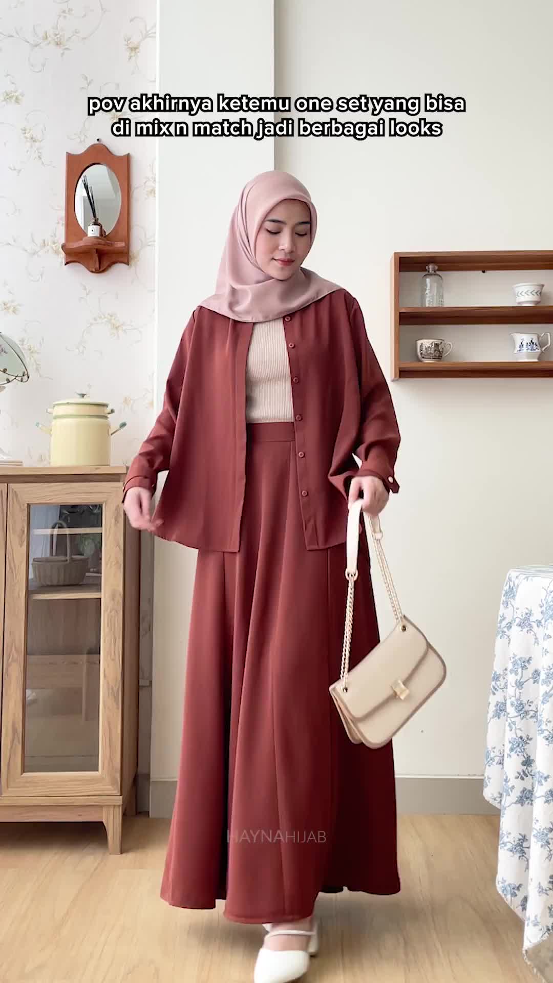 HAYNA Stacy One Set 2 in 1 (All Colors) - Setelan Wanita Kemeja Rok Blouse Skirt Classic Elegant