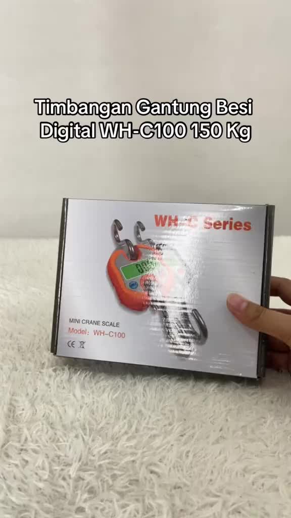 WH-C100 150 KG Timbangan Gantung Besi Digital LED Mini Orange Hitam LCD Smart Crane Hook Scale Hanging 150Kg
