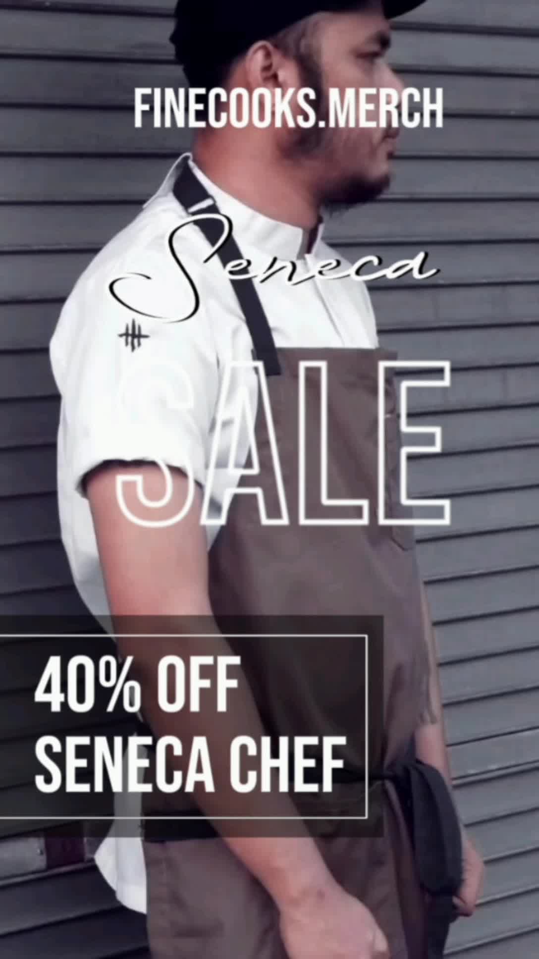 Seneca Chef Jacket Short Sleeve Zipper Baju Chef Lengan Pendek Putih